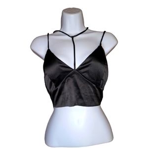 Charlotte Russe satin crop halter top